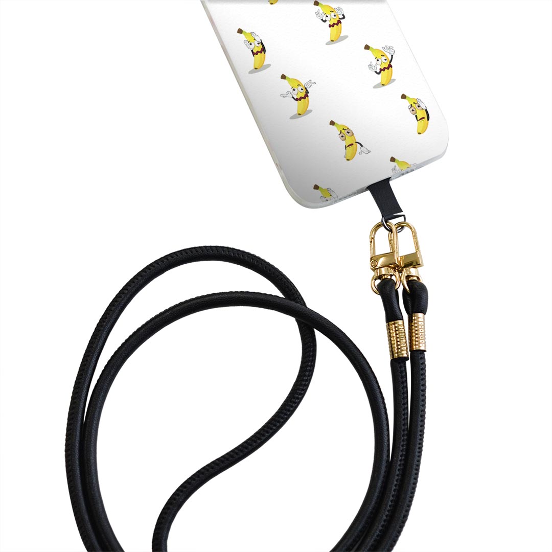 iPhone14pro 6.1インチ 専用 各キャリア iPhone14 Pro プロ 共通対応 ショルダーケース ソフトケース スマホカバー 落下防止 スマホケース 斜めかけ 縄掛けケース 耐衝撃 tpu 005970 バナナ　キャラクター　模様