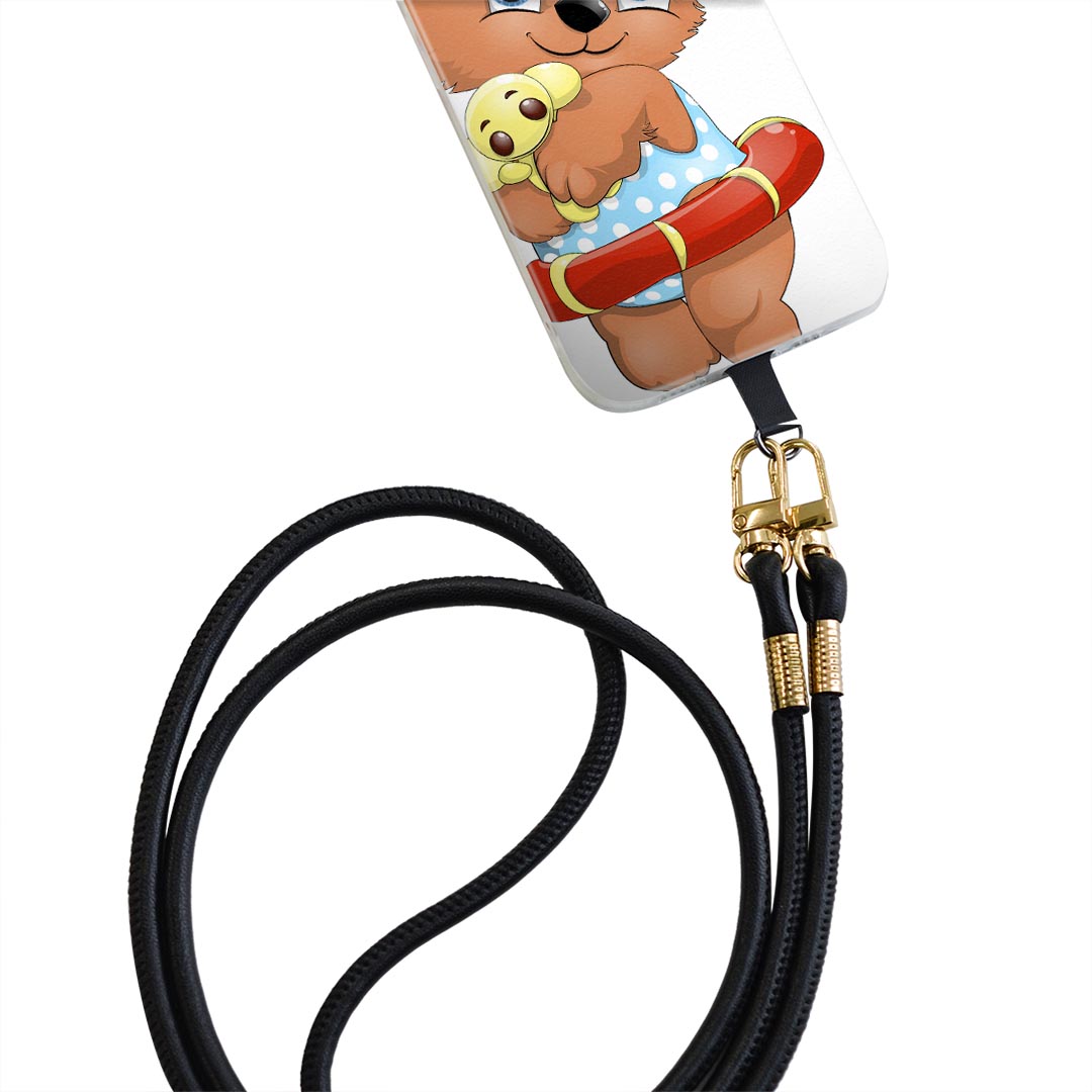 Xperia Ace SO-02L エクスペリア エース so02l 専用 ショルダーケース ソフトケース スマホカバー 落下防止 スマホケース 斜めかけ 縄掛けケース 耐衝撃 tpu 006156 熊　くま　キャラクター