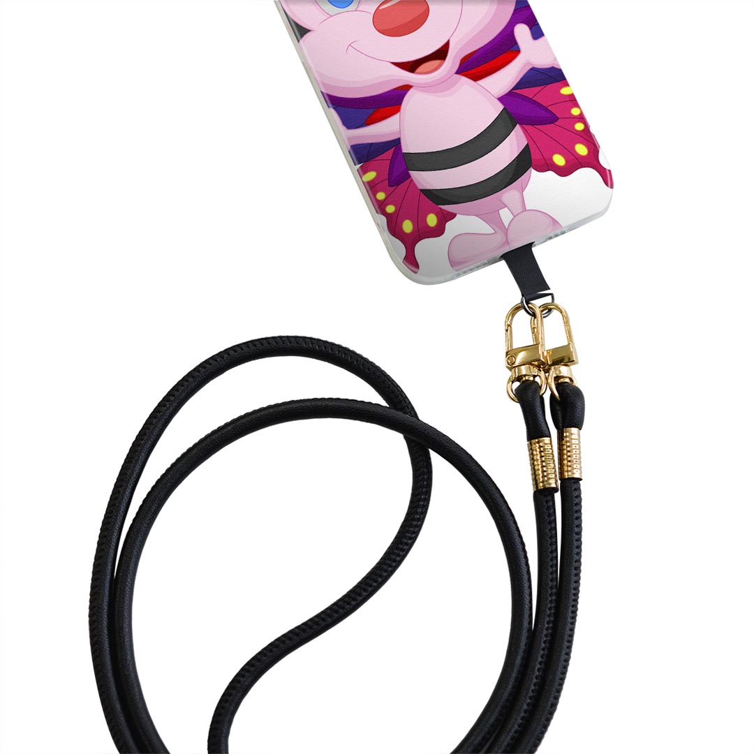 Xperia Ace SO-02L エクスペリア エース so02l 専用 ショルダーケース ソフトケース スマホカバー 落下防止 スマホケース 斜めかけ 縄掛けケース 耐衝撃 tpu 006303 蝶　キャラクター