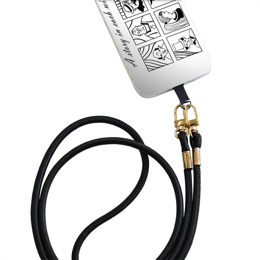 iPhone11Pro 5.8インチ iphone11 pro 専用 ショルダーケース ソフトケース スマホカバー 落下防止 スマホケース 斜めかけ 縄掛けケース 耐衝撃 tpu 010568 キャラクター　黒　人物