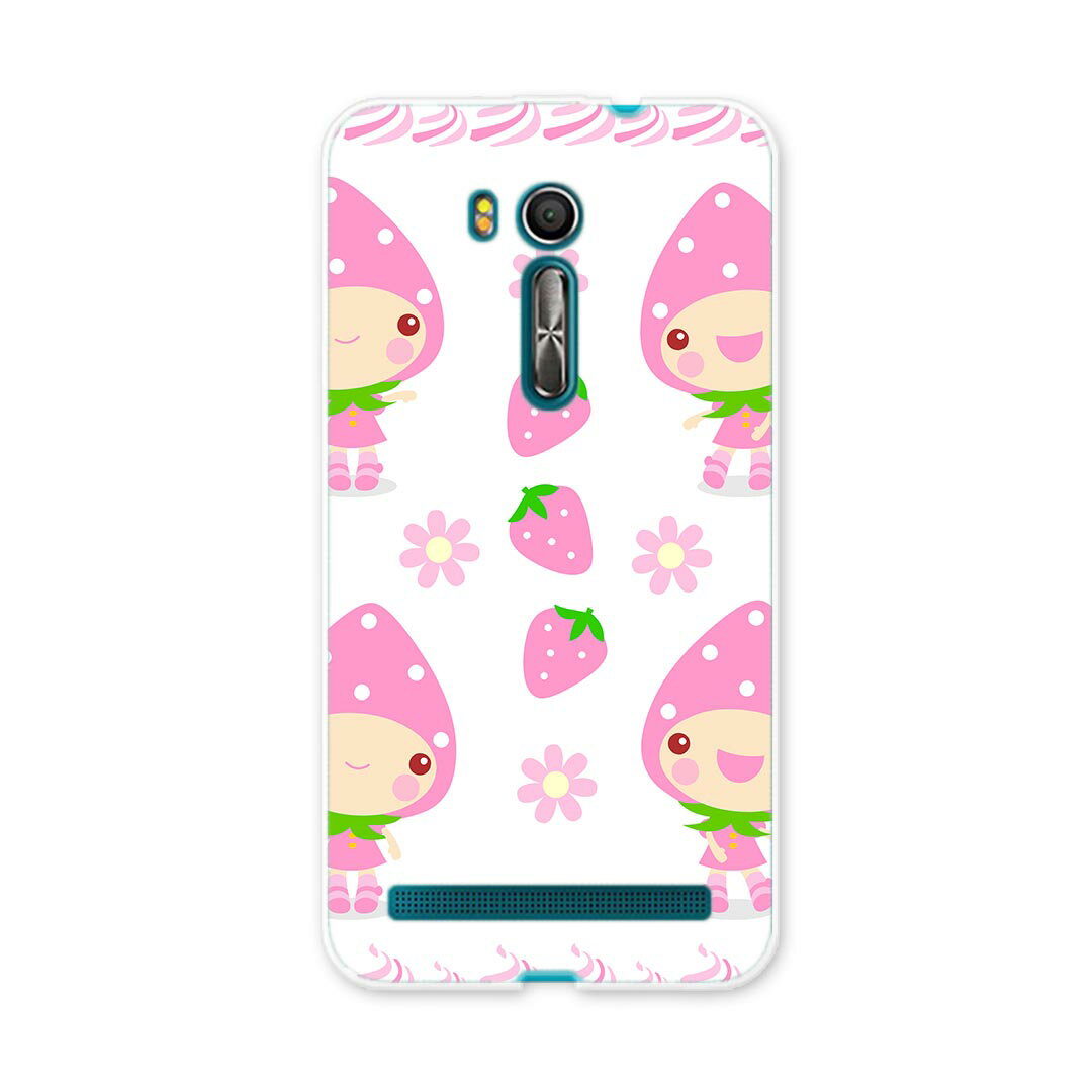 ZenFone Go ZB551KL ASUS zb551kl simfree SIMフリー スマホ カバー スマホケース スマホカバー PC ハードケース 苺 キャラクター ピンク ラブリー 005101