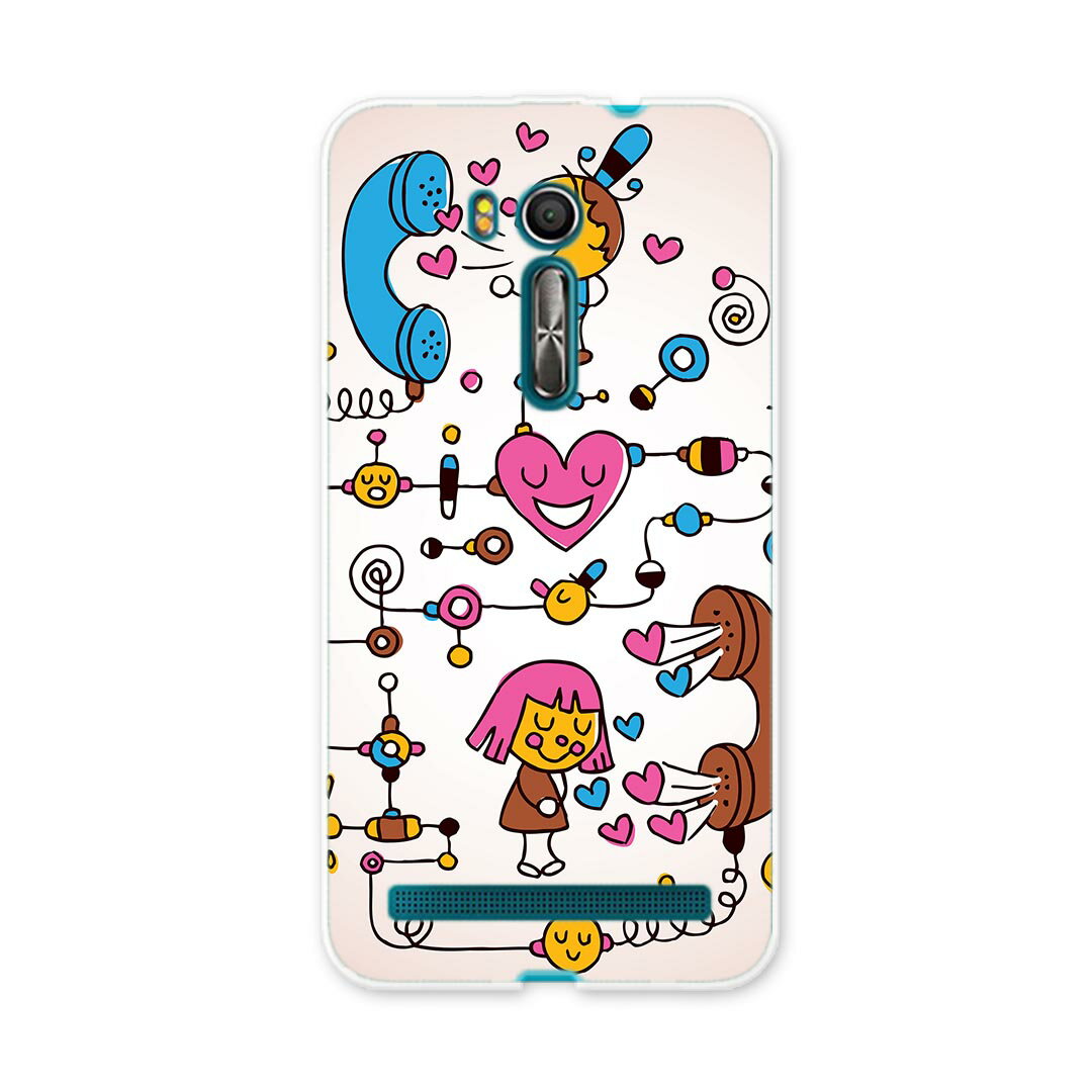 ZenFone Go ZB551KL ASUS zb551kl simfree SIMフリー スマホ カバー スマホケース スマホカバー PC ハードケース イラスト 電話 ハート キャラクター ユニーク 008101