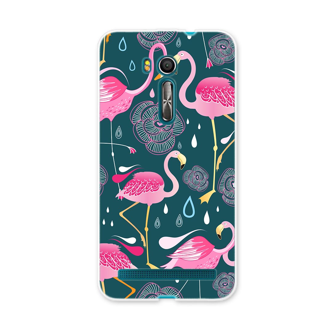 ZenFone Go ZB551KL ASUS zb551kl simfree SIMフリー スマホ カバー スマホケース スマホカバー PC ハードケース フラミンゴ　ピンク　緑 010640