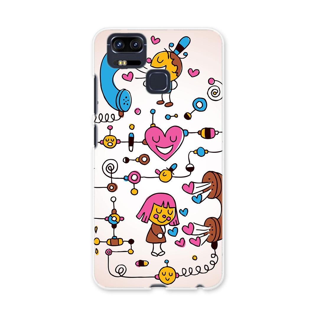 ZE553KL ZenFone Zoom S ze553kl simfree SIMフリー カバー スマホケース スマホカバー PC ハードケース イラスト 電話 ハート キャラクター ユニーク 008101