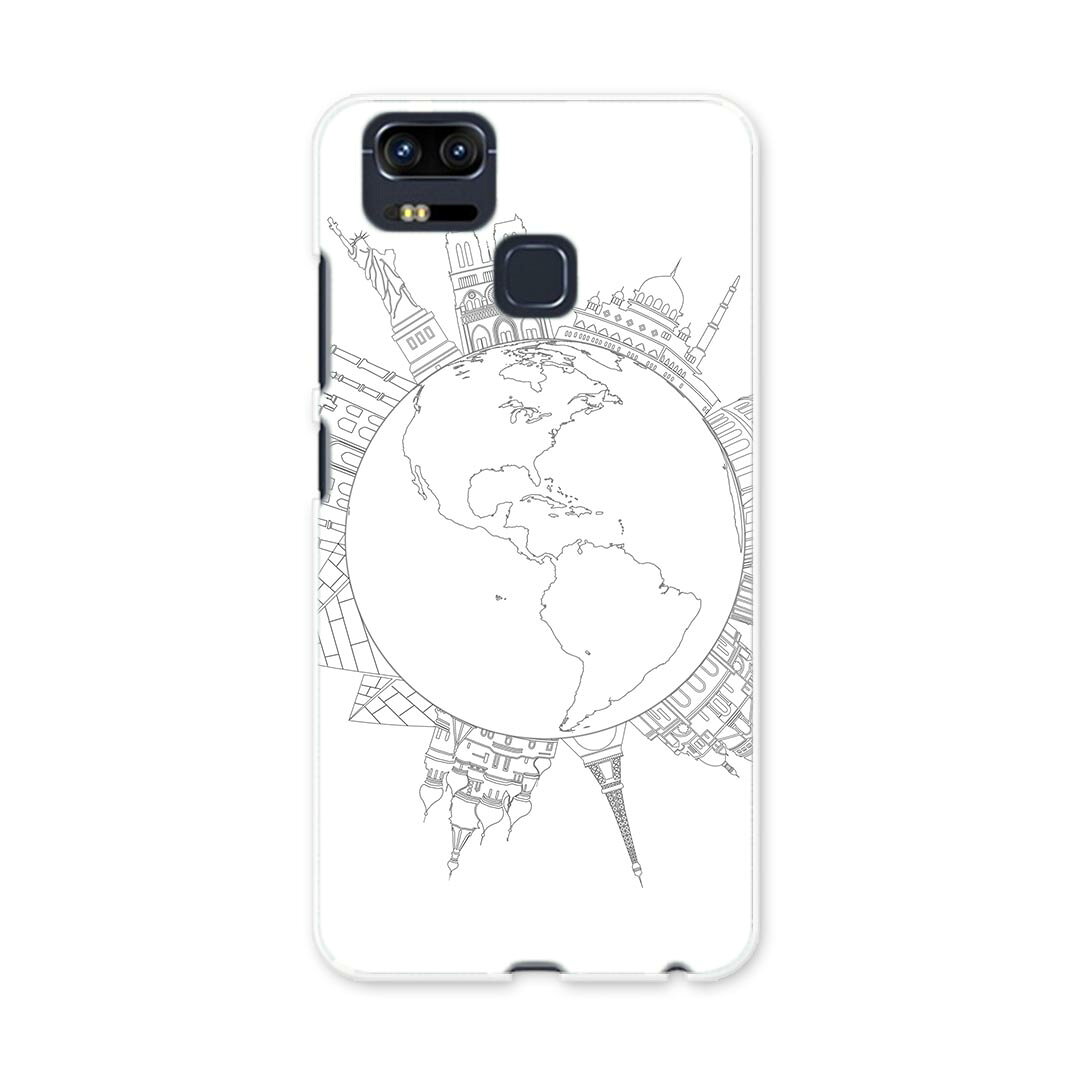 Rakuten - ZE553KL ZenFone Zoom S ze553kl simfree SIMフリー カバー スマホケース スマホカバー PC ハードケース 白　黒　地図 009269