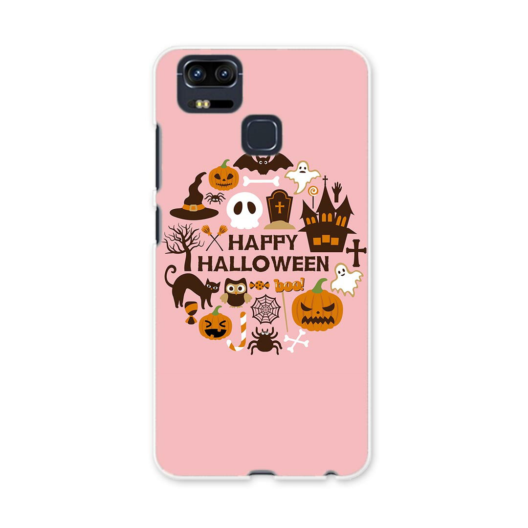ZE553KL ZenFone Zoom S ze553kl simfree SIMフリー スマホ カバー ケース スマホケース スマホカバー PC ハードケース 015418 ハロウィン カボチャ お菓子 英字 おばけ