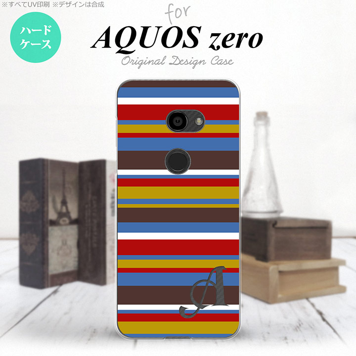 AQUOS zero アクオス ゼロ 801SH スマホケース カバー ハードケース ボーダー ブルーブラウン イニシャル 対応 nk-801sh-703i[スマホ,スマホケース,スマホカバー,ケース,カバー,ジャケット]