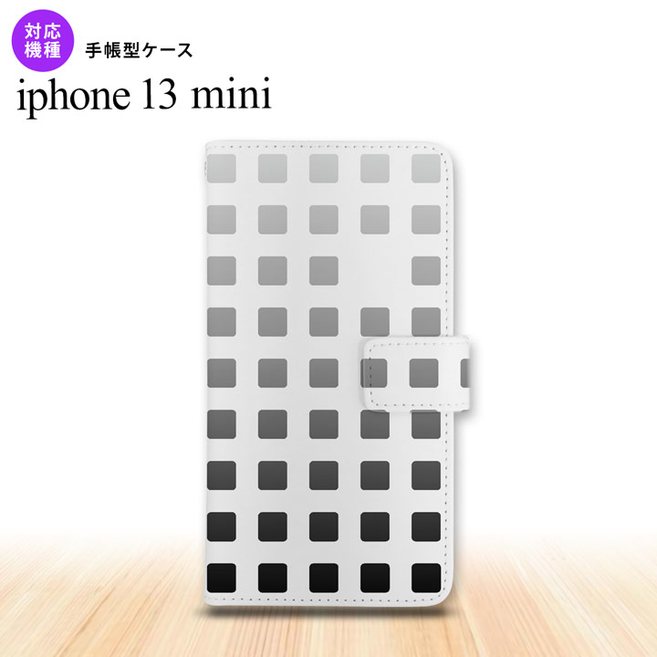 iPhone13mini iPhone13 mini 手帳型スマホケース カバー スクエア ドット 黒 5.4インチ nk-004s-i13m-dr1365