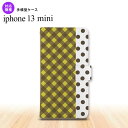 iPhone13mini iPhone13 mini 手帳型スマホケース カバー チェック ドット 黄 5.4インチ nk-004s-i13m-dr1522(2)