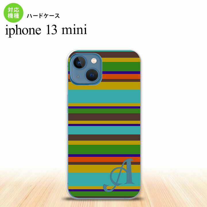 iPhone13mini iPhone13 mini ケース ハードケース ボーダー ターコイズ アルファベット nk-i13m-702i