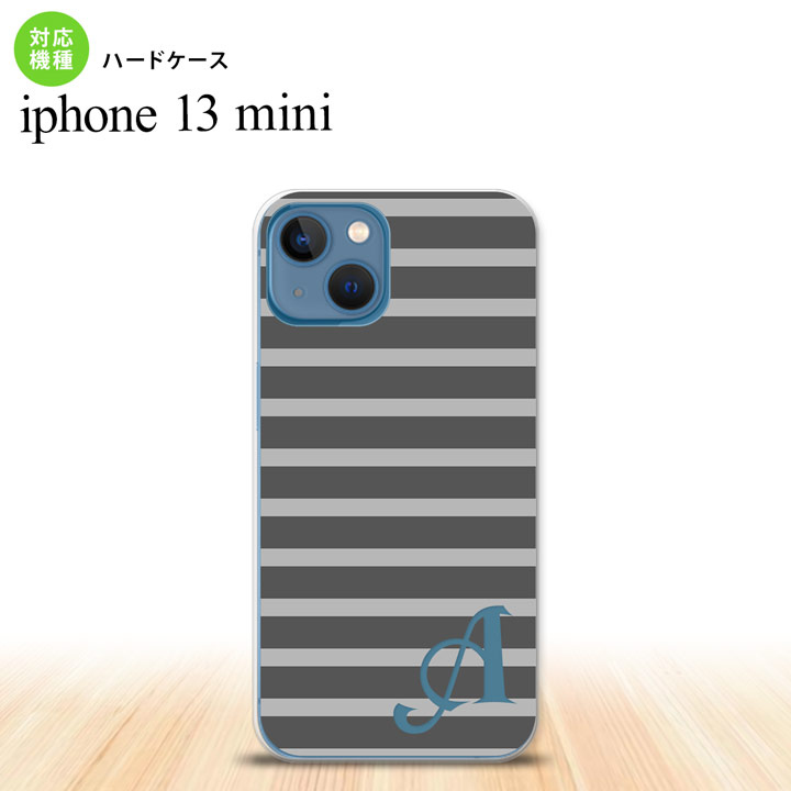 iPhone13mini iPhone13 mini ケース ハードケース ボーダー グレー +アルファベット nk-i13m-704i
