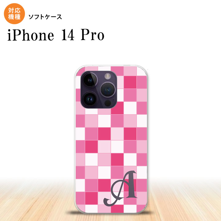 iPhone14 Pro iPhone14 Pro スマホケース 背面ケースソフトケース スクエア モザイク ピンク +アルファベット 2022年 9月発売 nk-i14p-tp1018i