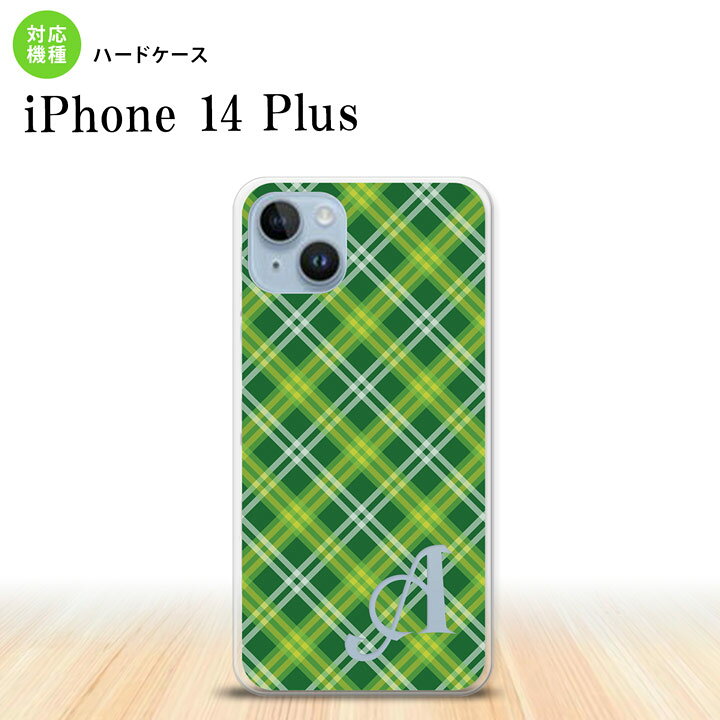 iPhone14 plsu iPhone14 plsu スマホケース 背面ケース ハードケース チェック A 緑 +アルファベット 2022年 10月発売 nk-i14pl-435i
