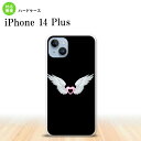 iPhone14 plsu iPhone14 plsu スマホケース 背面ケース ハードケース 白翼 ハート 黒 ピンク 2022年 10月発売 nk-i14pl-473(2)