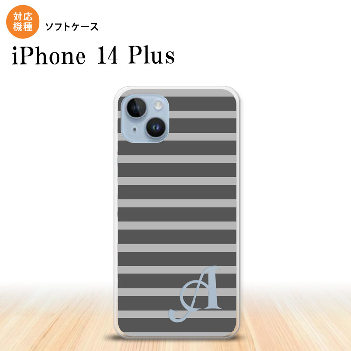 iPhone14 plsu iPhone14 plsu スマホケース 背面ケースソフトケース ボーダー グレー アルファベット 2022年 10月発売 nk-i14pl-tp704i