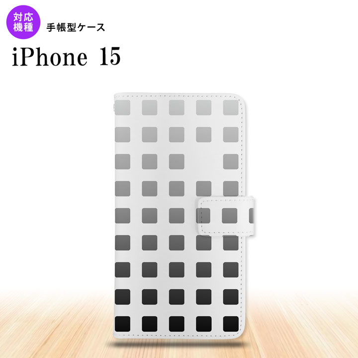 iPhone15 iPhone15 手帳型スマホケース カバー スクエア ドット 黒 2023年 9月発売 nk-004s-i15-dr1365