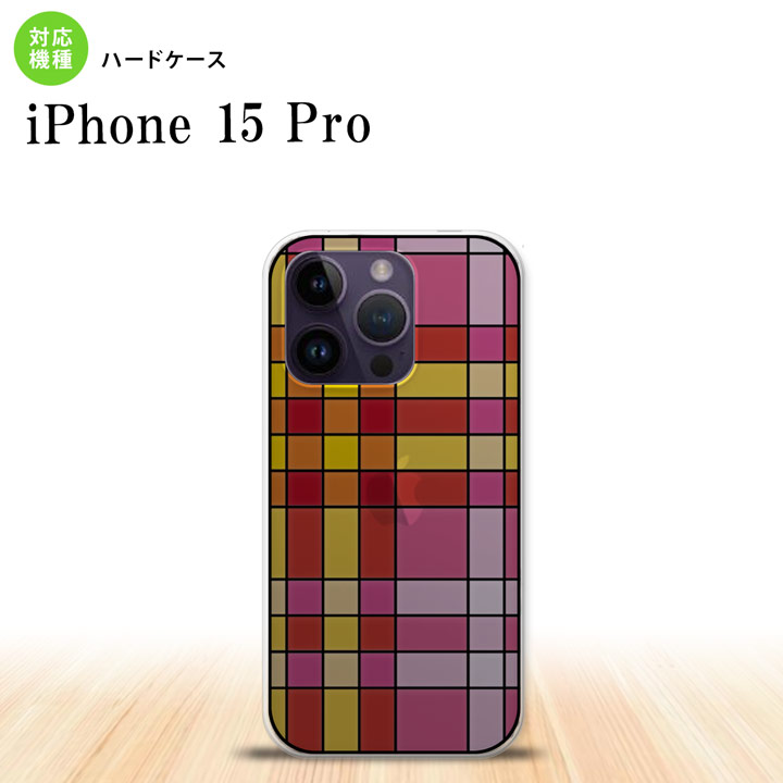 iPhone15 Pro iPhone15 Pro 背面ケース カバー ステンドグラス風 おしゃれ チェック ピンク ステンドグラス風 2023年 9月発売 nk-i15p-sg10