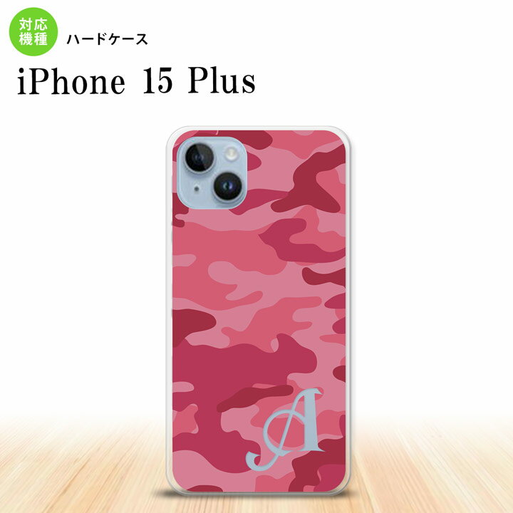 iPhone15 plus iPhone15 plus スマホケース 背面ケース ハードケース ウッドランド 迷彩 A ピンク +アルファベット 2023年 9月発売 nk-i15pl-1147i