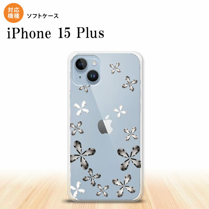 iPhone15 plus iPhone15 plus スマホケース 背面ケースソフトケース 花柄 カット グレー 2023年 9月発売 nk-i15pl-tp075