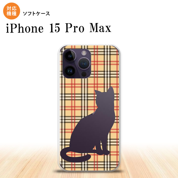 Mobile Phone Cases - iPhone15 Pro Max iPhone15 Pro Max スマホケース 背面ケースソフトケース 猫 チェック B 赤 茶 2023年 9月発売 nk-i15pm-tp954