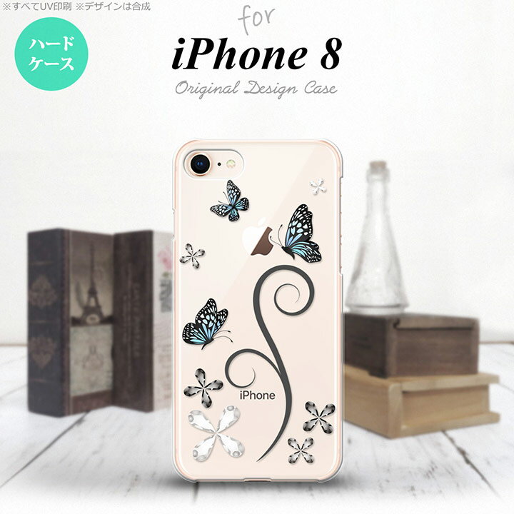 Mobile Phone - iPhone7 iPhone8 スマホケース ハードケース バタフライ 蝶 C 黒 メンズ レディース nk-ip8-221