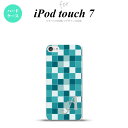 iPod touch 第7世代 ケース 第6世代 ハードケース スクエア モザイク ターコイズ +アルファベット nk-ipod7-1017i