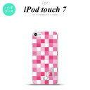 iPod touch 第7世代 ケース 第6世代 ハードケース スクエア モザイク ピンク +アルファベット nk-ipod7-1018i