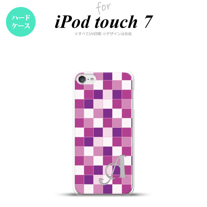 iPod touch 第7世代 ケース 第6世代 ハードケース スクエア モザイク 紫 +アルファベット nk-ipod7-1019i