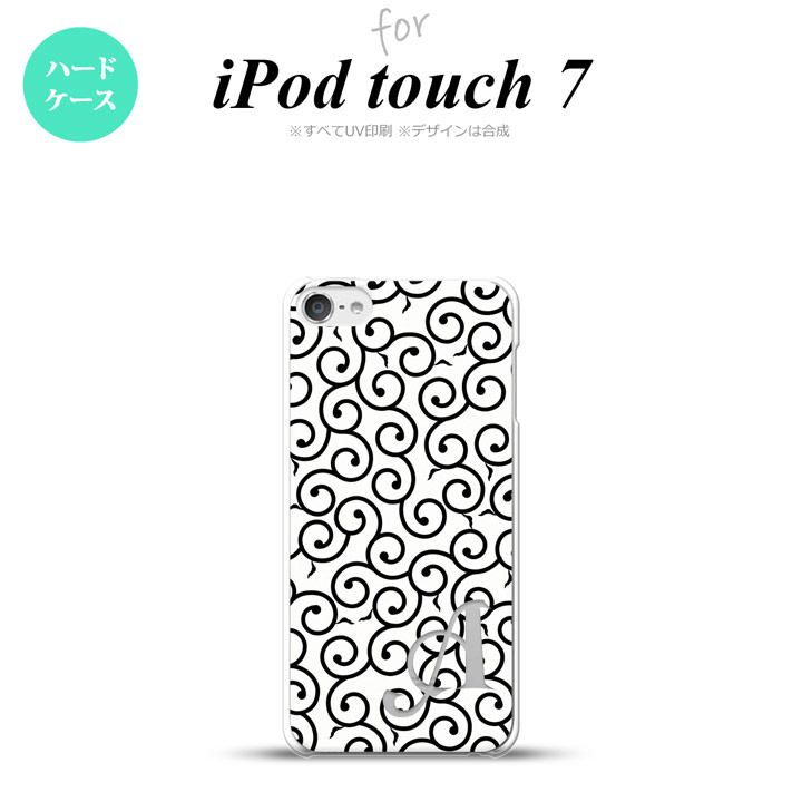 iPod touch 第7世代 ケース 第6世代 ハードケース 唐草 白 黒 +アルファベット nk-ipod7-1133i