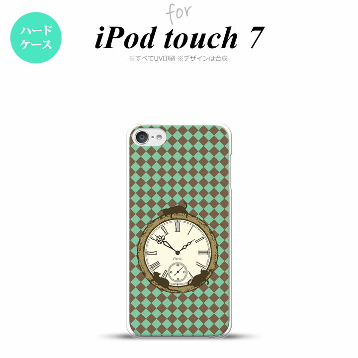 iPod touch 第7世代 ケース 第6世代 ハードケース 時計 チェック 緑 nk-ipod7-1223