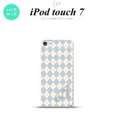 iPod touch 第7世代 ケース 第6世代 ハードケース アーガイル 青 グレー +アルファベット nk-ipod7-1413i