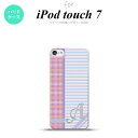 iPod touch 第7世代 ケース 第6世代 ハードケース チェック ボーダー 紫 +アルファベット nk-ipod7-1601i