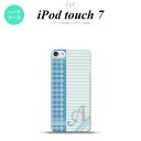 iPod touch 第7世代 ケース 第6世代 ハードケース チェック ボーダー 青 +アルファベット nk-ipod7-1604i