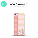 iPod touch 第7世代 ケース 第6世代 ハードケース チェック ボーダー ピンク +アルファベット nk-ipod7-1605i