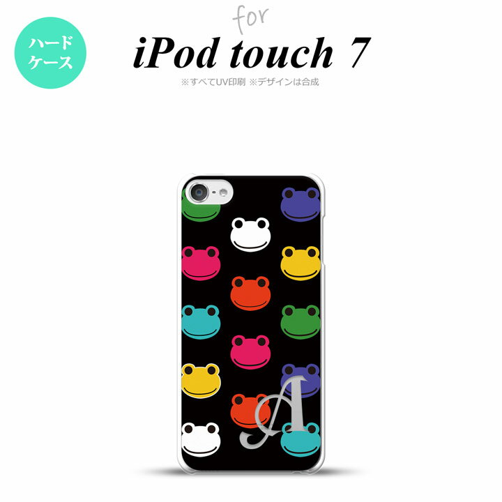 iPod touch 第7世代 ケース 第6世代 ハードケース カエル かえる A 黒 +アルファベット nk-ipod7-161i