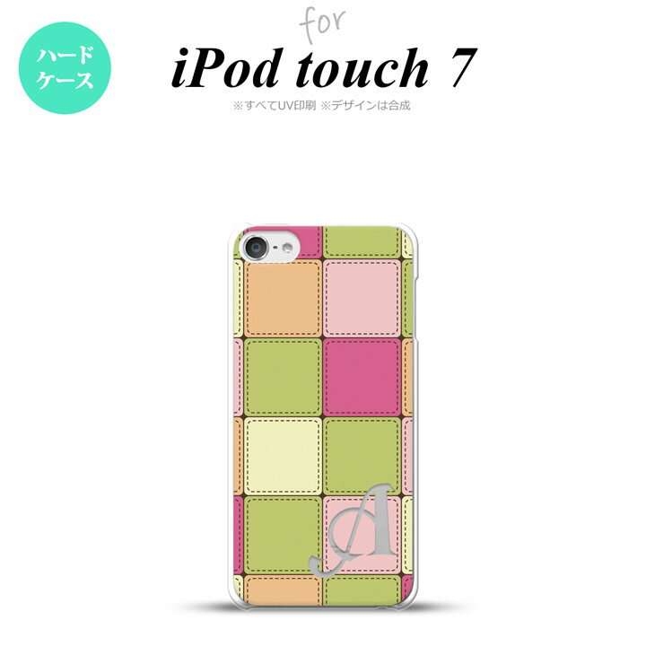 iPod touch 第7世代 ケース 第6世代 ハードケース パッチワーク ミックスF 緑 +アルファベット nk-ipod7-1676i