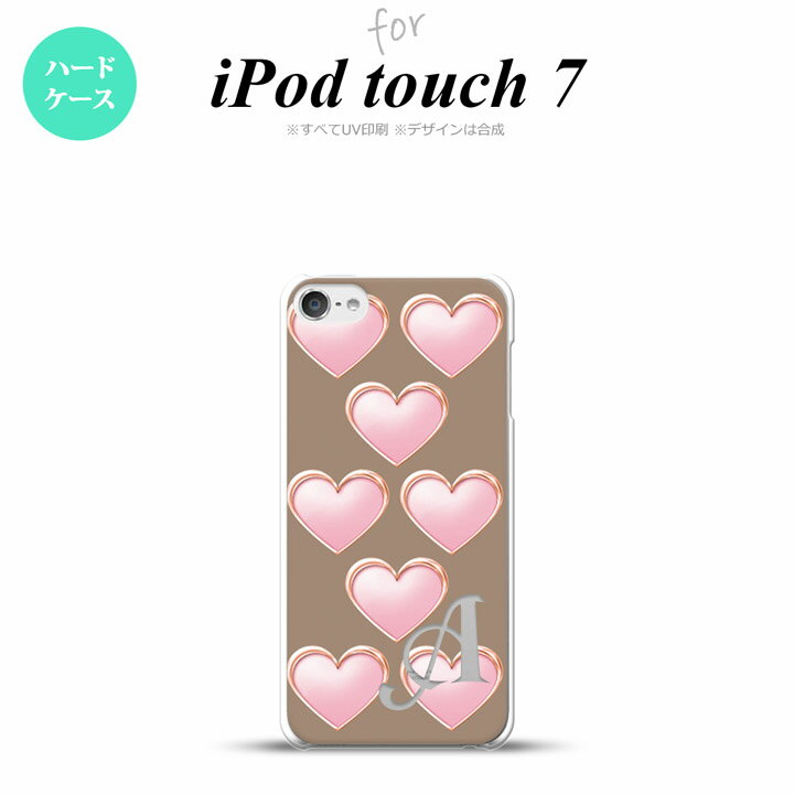 iPod touch 第7世代 ケース 第6世代 ハードケース ハート C 茶 +アルファベット nk-ipod7-176i