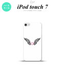 iPod touch 第7世代 ケース 第6世代 ハードケース 黒翼 ハート 白 ピンク nk-ipod7-469