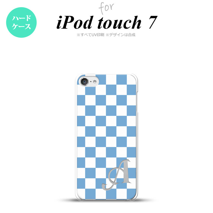 iPod touch 第7世代 ケース 第6世代 ハードケース スクエア 白 青 +アルファベット nk-ipod7-766i