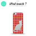 iPod touch 第7世代 ケース 第6世代 ハードケース 猫 チェック B 赤 nk-ipod7-952