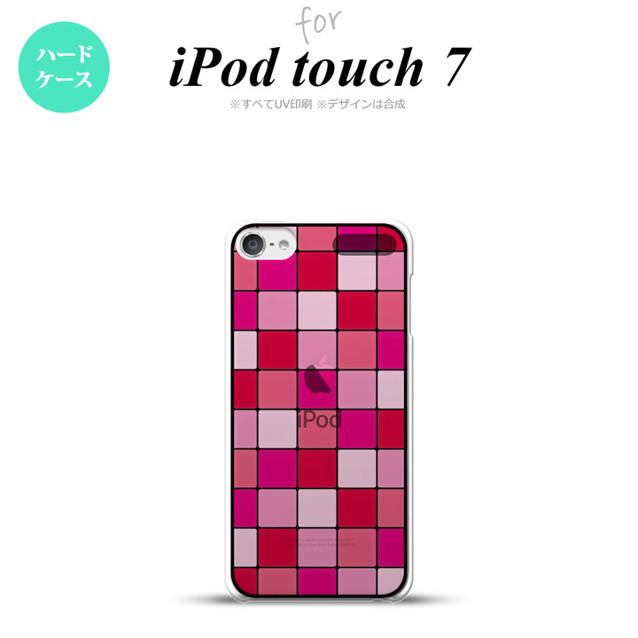 iPod touch 第7世代 第6世代 背面ケース カバー ステンドグラス風 スクエア ピンク ステンドグラス風 nk-ipod7-sg08