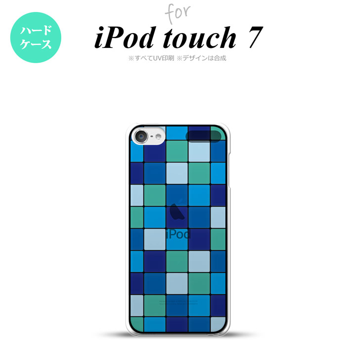 iPod touch 第7世代 第6世代 背面ケース カバー ステンドグラス風 スクエア ブルー ステンドグラス風 nk-ipod7-sg09
