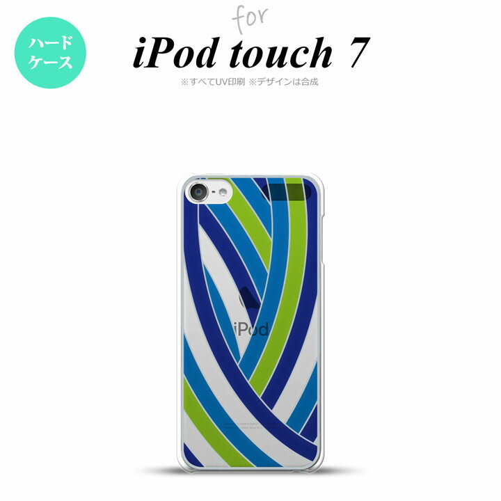 iPod touch 第7世代 第6世代 背面ケース カバー ステンドグラス風 帯 ブルー ステンドグラス風 nk-ipod7-sg16