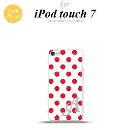 iPod touch 第7世代 ケース 第6世代 ソフトケース ドット 水玉 B 白 赤 +アルファベット nk-ipod7-tp103i