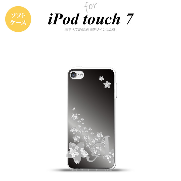 iPod touch 第7世代 ケース 第6世代 ソフトケース 花柄 サクラ D 黒 +アルファベット nk-ipod7-tp185i