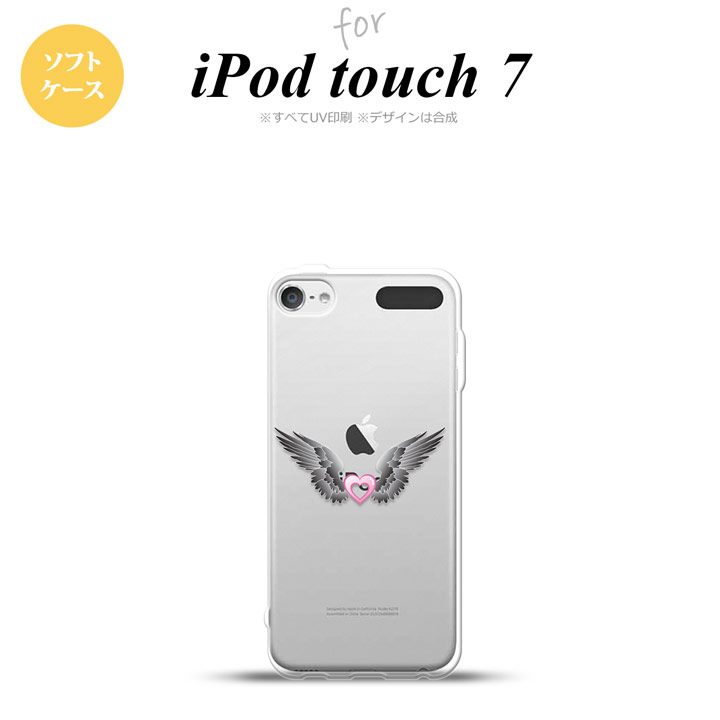 iPod touch 第7世代 ケース 第6世代 ソフトケース 黒翼 ハート ピンク nk-ipod7-tp465