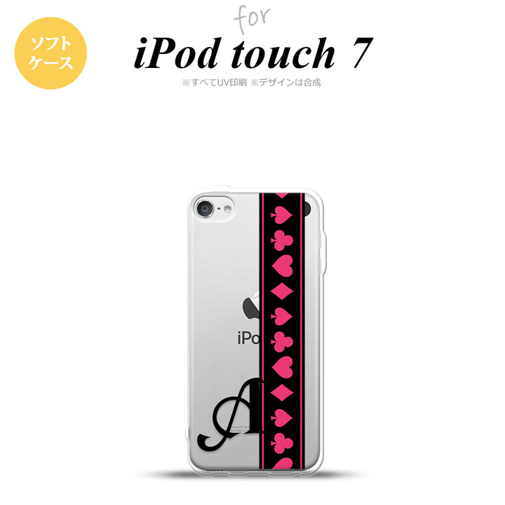 iPod touch 第7世代 ケース 第6世代 ソフトケース トランプ 帯 黒 ピンク +アルファベット nk-ipod7-tp524i