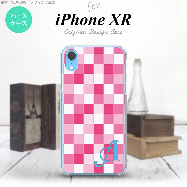 配件 - iPhoneXR iPhone XR スマホケース ハードケース スクエア モザイク ピンク +アルファベット メンズ レディース nk-ipxr-1018i