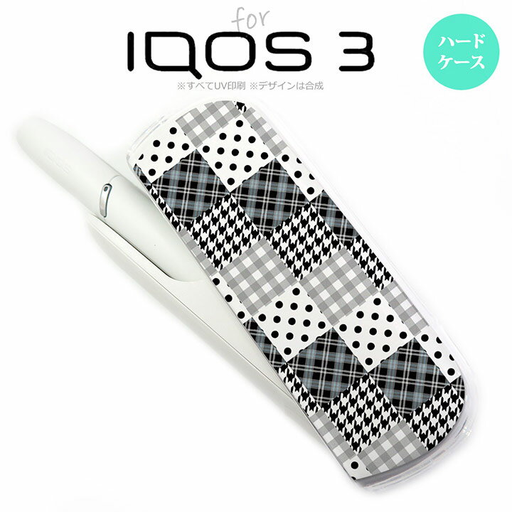 iQOS3 アイコス3 iqos3 ケース カバー ハードケース パッチワーク風 黒 nk-iqos3-1063[アイコス,アイコスケース,アイコスカバー,ケース,カバー,ジャケット]