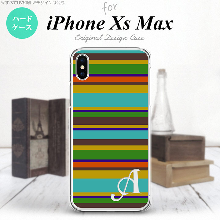 iPhoneXsMax iPhone XS Max スマホケース ハードケース ボーダー ターコイズ アルファベット メンズ レディース nk-ixm-702i
